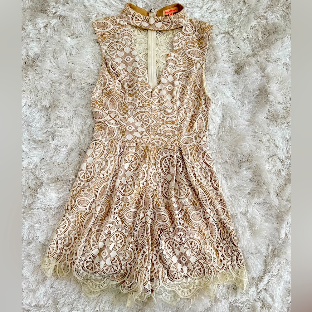 Romper Tan & White